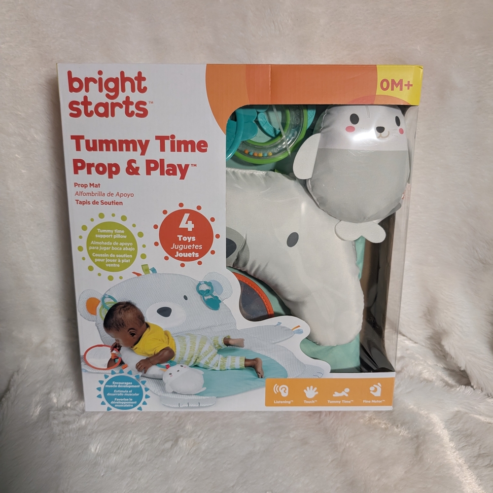 Tummy Time Prop & Play Mat - White and Gray - NIB
